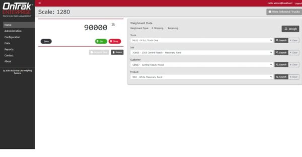 Gestión de datos de básculas para camiones OnTrak Enterprise